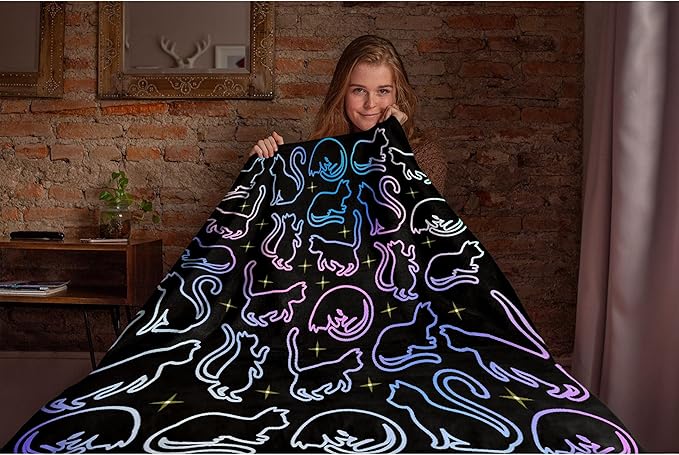 Star Colorful Cats Blanket Throw Super Soft and Cozy Blankets for Home Decoration, Couch, Bed, Sofa 60 in x 50 in Medium for Teen for All Seasons