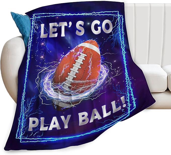 Football Blanket Sports Rugby Plush Throw Blanket Super Soft Cozy Warm Fleece Bedding Football Blanket Gifts for Kids Girls Boys Women 50"X60"