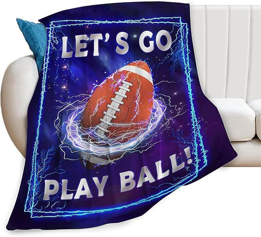 Football Blanket Sports Rugby Plush Throw Blanket Super Soft Cozy Warm Fleece Bedding Football Blanket Gifts for Kids Girls Boys Women 60"X80"