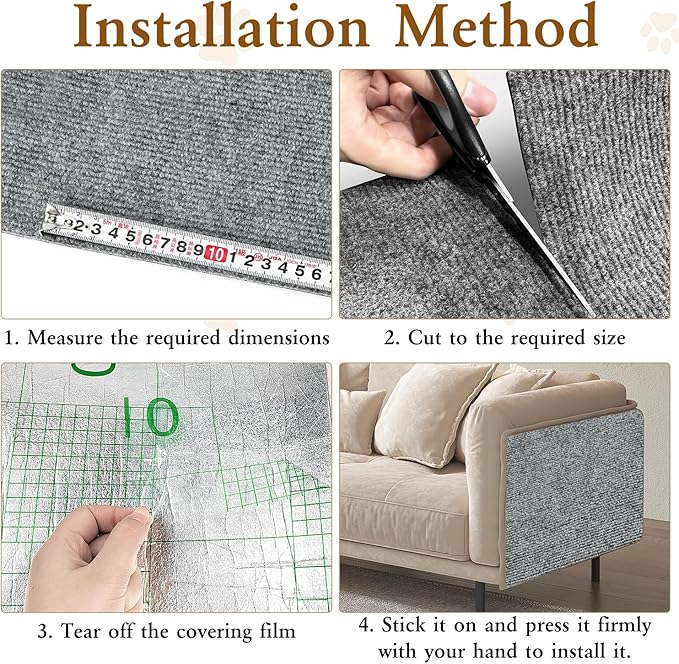 78.7" *15.8" Trimmable Cat Scratching Post Carpet, Cat Scratching Sat Self-Adhesive,Cat Scratching Mat for Cat Tree Shelf Shelves,Cat Carpet Scratching Post Scratcher Couch Protector