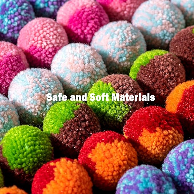 SHSHWANG Soft Pom Pom Cat Toy Balls 6 Pack, Cats Interactive Plush Toy Ball for Indoor Cats, Kitty, Kitten Chasing Toy Balls