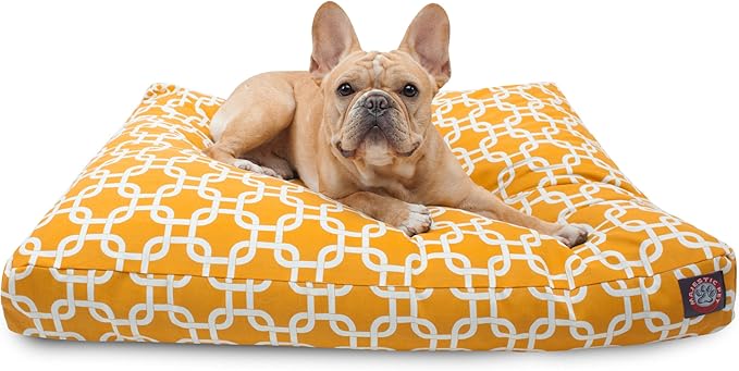 Yellow Links Small Rectangle Indoor Outdoor Pet Dog Bed With Removable Washable Cover By Majestic Pet Products