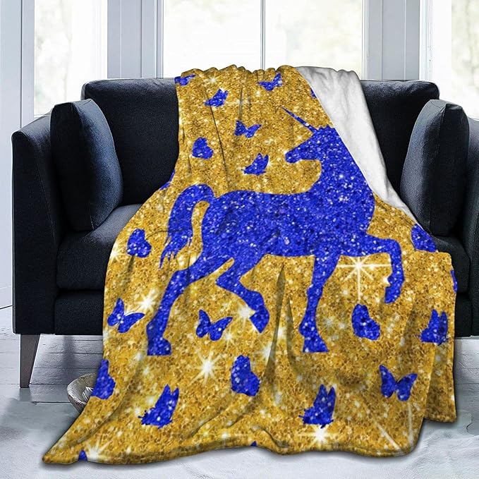Ultra-Soft Microfiber Throw Blanket 350 GSM Fuzzy Fleece Blanket for Adults Kids Gift Couch, Sofa, Bed Cute Unicorn Butterfly 50"x40"