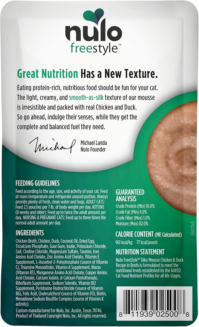 Nulo Freestyle Wet Cat Food 24 Pack Mousse, Smooth as Silk Texture with High Animal-Based Protein for Complete and Balanced Nutrition Your Kitten to Senior Cat will Crave