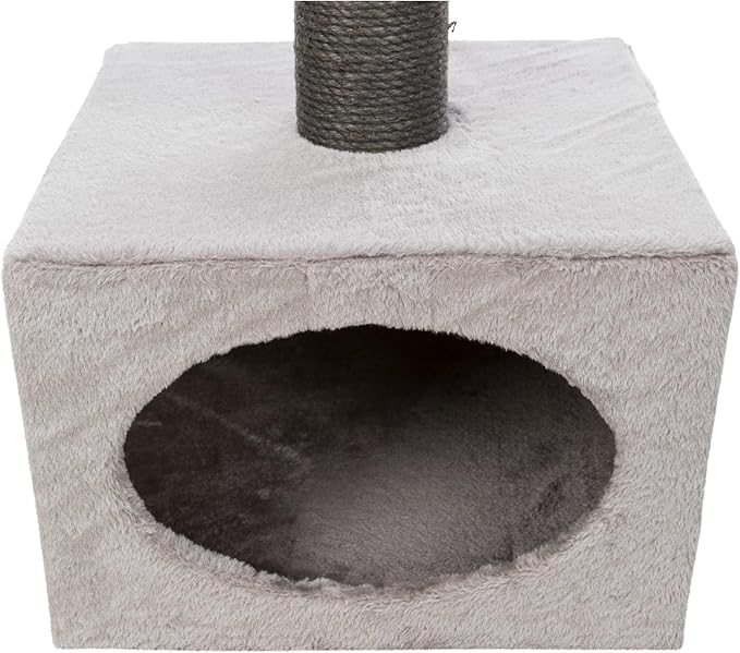 TRIXIE Badalona Gray Cat Tower with Scratching Posts, Condo, Two Platforms 19 LBS