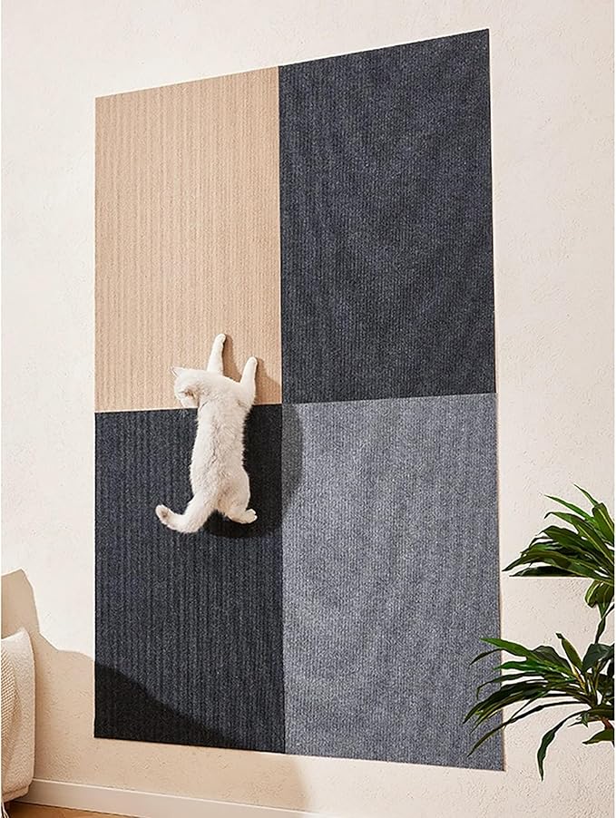Trimmable Cat Scratching Mat, 78.74"x15.75" Cat Scratch Mat DIY Post Carpet Covered, Self-Adhesive Cat Tree Shelves Replacement Mat for Cat Wall Couch Furniture (Brown)