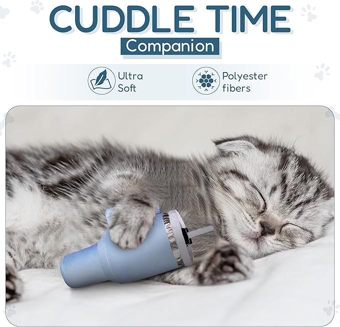 Kitty Cup Tumbler Cat Toy – Small Crinkle Catnip - Funny and Cute Kitten Toys with Cat Nip for Fun Indoor Play, Unique Kitty Birthday Gift, Aesthetic Kitten Present (Chambray Blue)