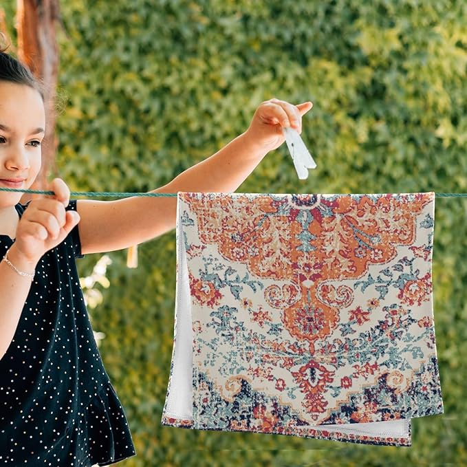 2 Pack Vintage Boho Hand Towels for Bathroom,Soft Absorbent Rustic Orange Southwest Ethnic Bohemian Bath Hand Towels for Kitchen,Decorative Guest Bathroom Towels for Face,Shower,Gym 14"x28"
