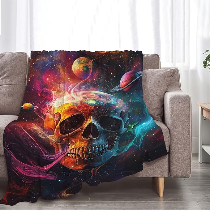 Skull Throw Blanket Skeleton Gifts for Kids Girls Boys Adults Women Men Soft Cozy Warm Plush Fluffy Fuzzy Fleece Blanket Decor 40''X50''