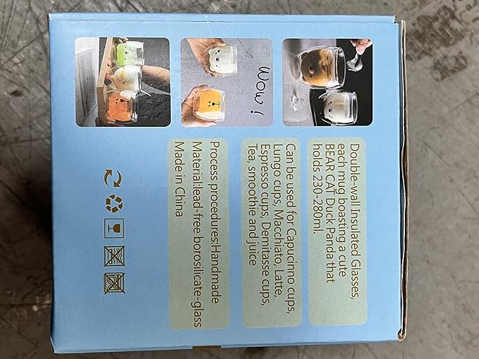 Bear Cute Mugs Kawaii Double Wall Glass Coffee Tea Mill Yogurt Cup Funny Novelty Gift for Women Her Friends Office Birthday Christmas