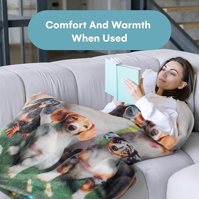 Dawhud Direct Adorable Puppy Fleece Blanket - Soft Plush, Cozy Throw for Kids and Adults, Colorful Blanket with Cute Puppies Print, Ideal for Beds, Couches, and Travel - 60 x 50 Inches