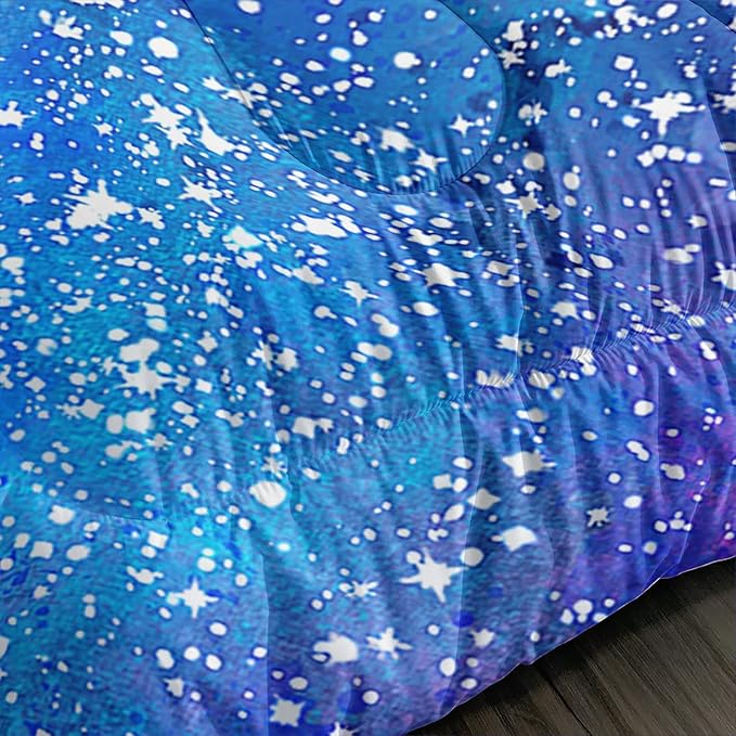 Black Cat Bedding Cartoon Cat Comforter Set Queen,Butterflies Moon Printed Kids Bedding Set for Kids Boys Girls Adults Teens,Kids Comforter Set All Season,1 Quilt 2 Pillow Cases,Blue