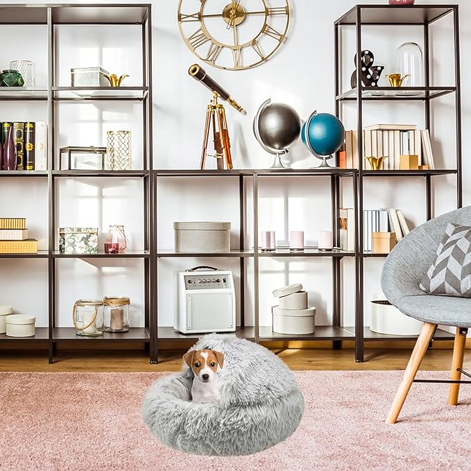 PAWCHIE Cat Bed for Indoor Cats Dogs Puppy - 20" Semi-Enclosed Cat House Soft Self-Warming Plush Bed for Pets