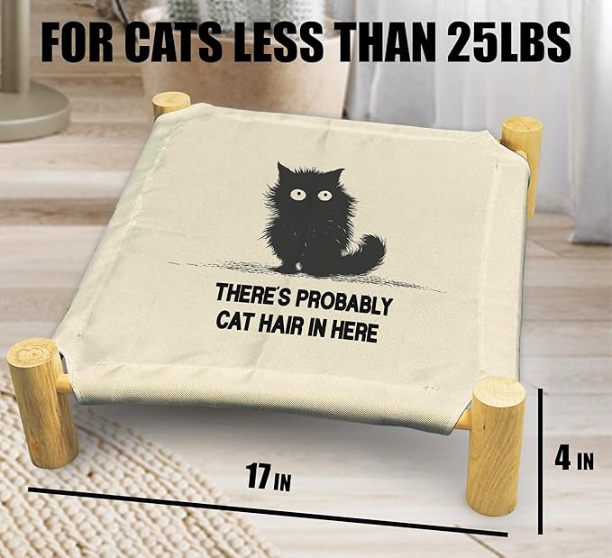 There's Probably Cat Hair in Here Cat Beds, Wooden Cat Beds for Indoor Cats, Small Animal Beds for All Seasons for All Seasons, Pet Beds, Elevated Cat Bed, Cat Hammock