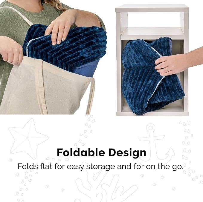 Furhaven Soft & Cozy Cat Bed w/ Catnip Toy for Indoor Cats, Washable w/ Removable Pillow Cushion Insert - Corduroy Boat Bed - Blue, Small