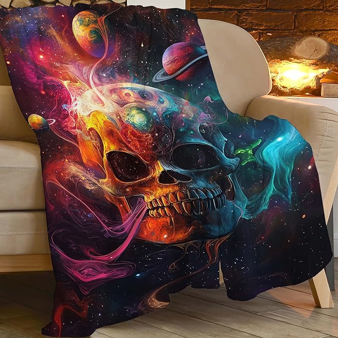 Skull Throw Blanket Skeleton Gifts for Kids Girls Boys Adults Women Men Soft Cozy Warm Plush Fluffy Fuzzy Fleece Blanket Decor 40''X50''