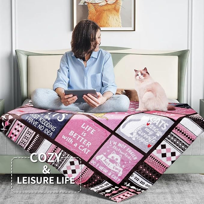 Cat Moms Blanket for Cats Lovers Women Best Cat Mom Ever 50" X 60" Soft Throw Blanket Cats Themed Gifts for Women Girls