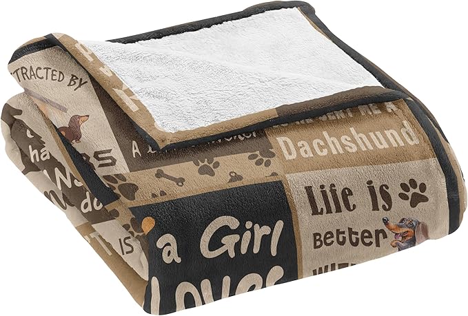 Dachshund Gifts for Women Blanket 50"x60", Wiener Dog Gifts for Women/Kid Dachshund Lover Flannel Throw Blanket