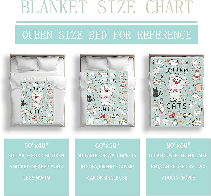Cat Blanket Gifts for Cat Lovers Soft Flannel Cats Throw Blanket Cats Stuff for Kids Adults 50"x40"