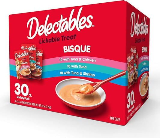 Hartz Delectables Bisque Variety Pack Lickable Cat Treat, 30 Count (Pack of 1)