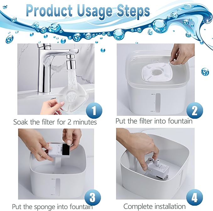 18 Pcs Cat Fountain Filters Replacement Compatible with VEKEN 95oz/2.8L Cat Water Fountain Filters Automatic Dog Water Fountain Filters Pet Fountain