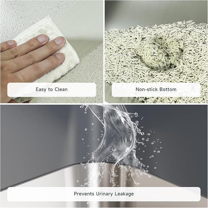 High-Sided Stainless Steel Cat Litter Box,Stainless Steel Litter Box with Lid,Extra Large Litter Box,Easy-to-Clean Metal Litter Pan for Cats (24''L X 16''W X 6''H only pan)