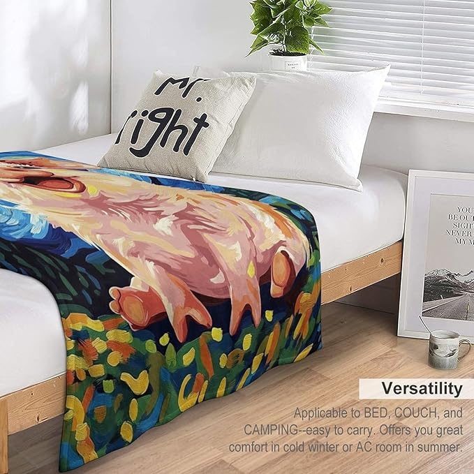 Pig Blanket - Funny Gifts for Girls, Boys, Women, Kids, Pig Lovers - Soft Warm Fleece Flannel Plush Throw Blanket for Bed, Sofa, Couch - 60"x80"