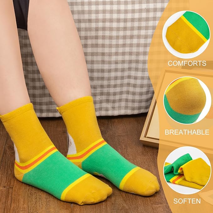 6 Pairs Women's Cute Cat Socks, Funny Novelty Animal Print Crew Cotton Socks Christmas Gifts for Women Girls