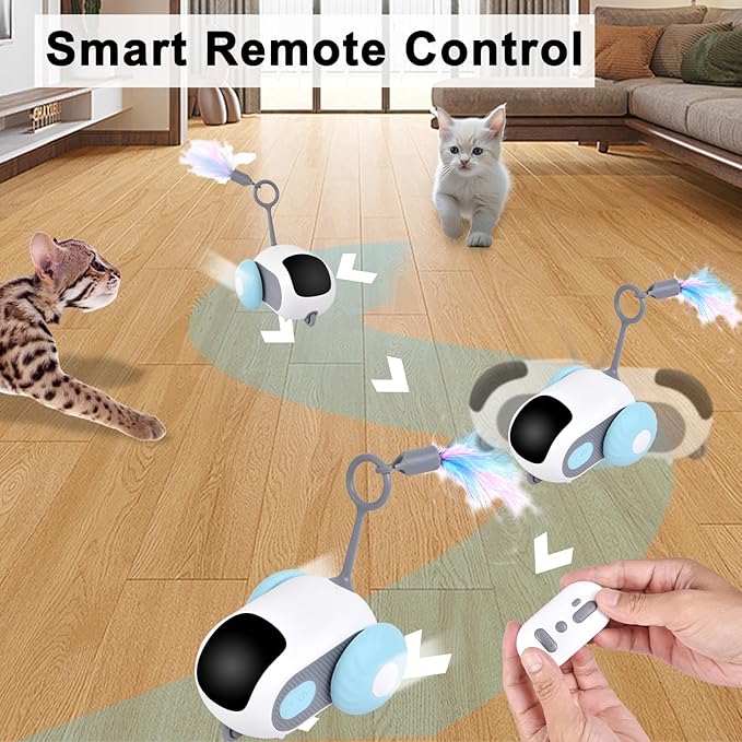 Petmolico Smart Interactive Cat Toy Remote Control Cat Exercise Toys for Bored Indoor Electronic Cat Toys Blue