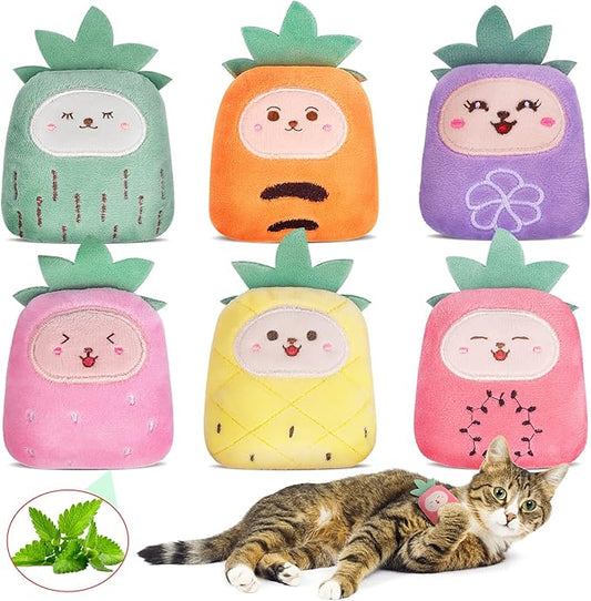 Catnip Toys, Catnip Toys for Cats, Cat Toys with Catnip, Cat Toys for Indoor Cats Kittens, Cat Chew Toy, Cat Pillow Toys for Teeth Cleaning Playing, 6 Pack