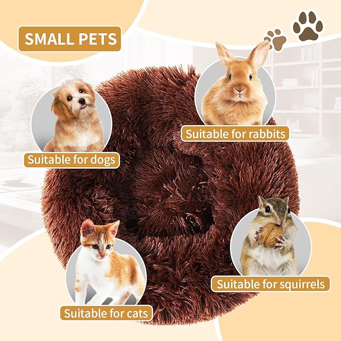 Dog Bed Comfiest Indoor Calming Waterproof Bedding Washable Fluffy Chew Proof Self Warming Cozy for Small Pets at Home Coffee