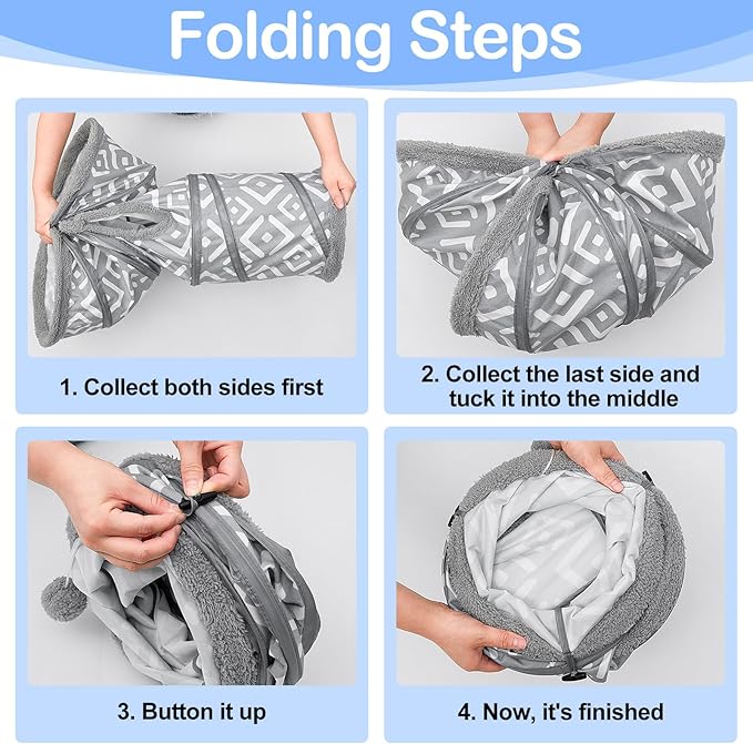 Glittme Cat Tunnel, 3 Way Cat Tunnels for Indoor Cats with 3 Toy Balls, Peekaboo Cat Cave, Collapsible Cat Tubes and Tunnels for Cat, Puppy, Kitty