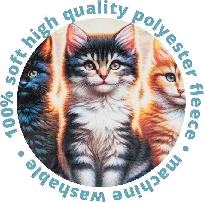 Dawhud Direct Fleece Throw Blanket - Soft and Warm Kitten Blanket - Ideal Cat Themed Throw Blanket for Cat Lovers - Cozy Fleece Blanket for Couch, Home or Travel - 60 x 50 inches