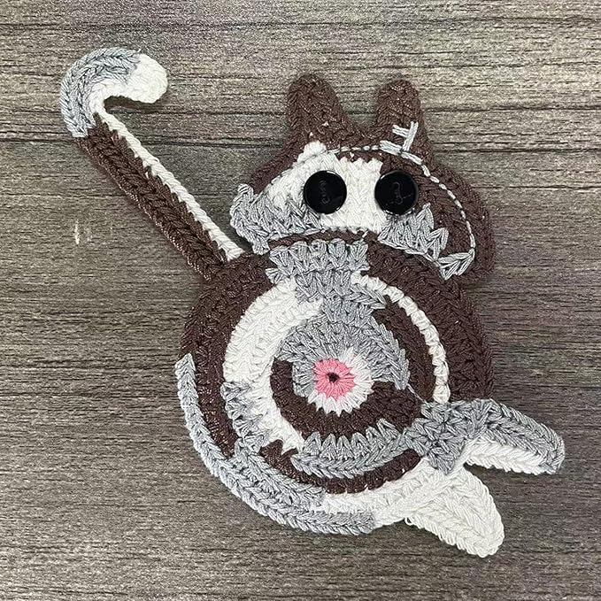 3PCS Cute Cat Coasters - Crochet Cat Gifts for Lovers, Funny Woven Coasters for Coffee & Tea