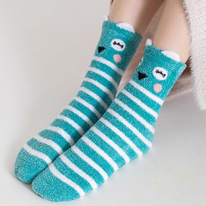 Benefeet Sox Cute Animal Fuzzy Socks for Women Girls Funny 3D Animal Cozy Socks Fluffy Slipper Socks Plush Comfy Soft Socks