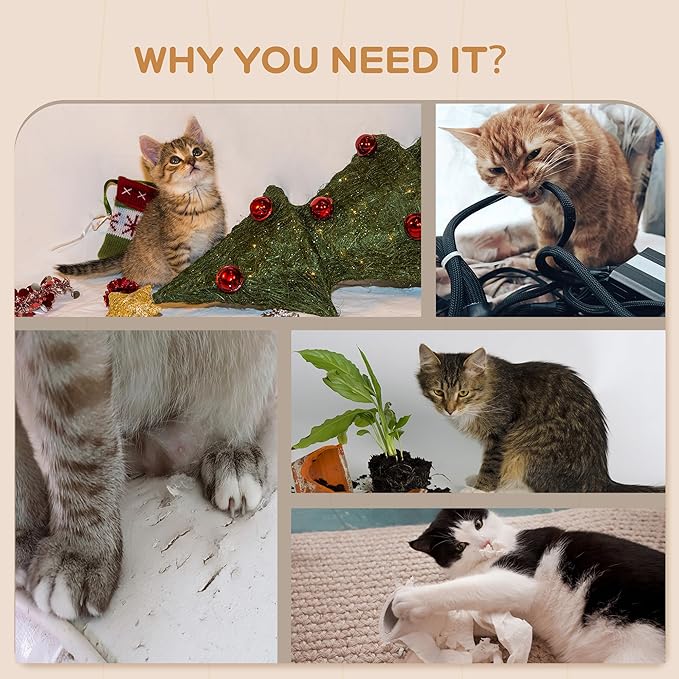 PawHut Cat Wall Shelves, 4PCs Corner Design Cat Wall Furniture with Scratching Post, Scratching Board, Perches, Cat Wands, Toy Ball, Cat Wall Climber for Indoor Cats Kittens, Beige