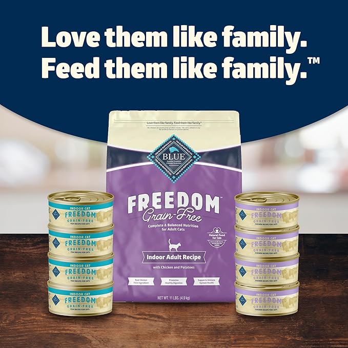 Blue Buffalo Freedom Grain-Free Adult Wet Cat Food, Complete & Balanced Nutrition for Indoor Cats, Made with Natural Ingredients, Fish Recipe, 5.5-oz Cans (24 Count)