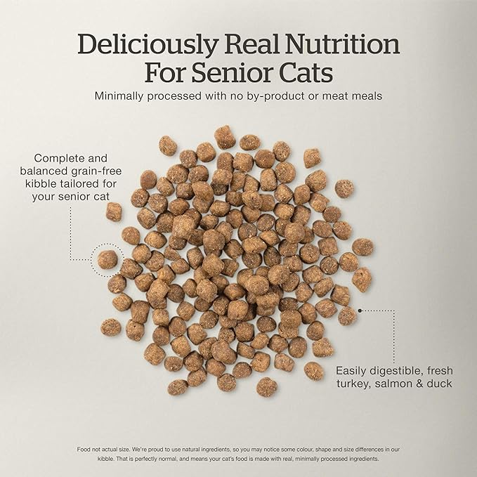 Now Fresh Grain-Free, Dry Cat Food, Turkey, Salmon and Duck Kibble, Real Meat and Fish Senior Recipe, 8 lb Bag