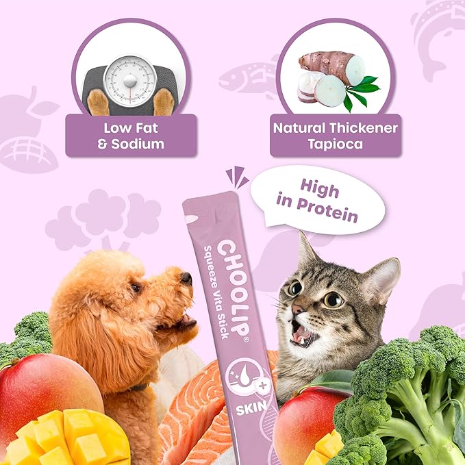 Squeeze Vita Stick Lickable Treats for Dogs & Cats. 49 Skin & Coat Support Sticks with Essential multivitamins. Soft and Tasty Paste for All Life Stages, Supporting Skin & Coat Health