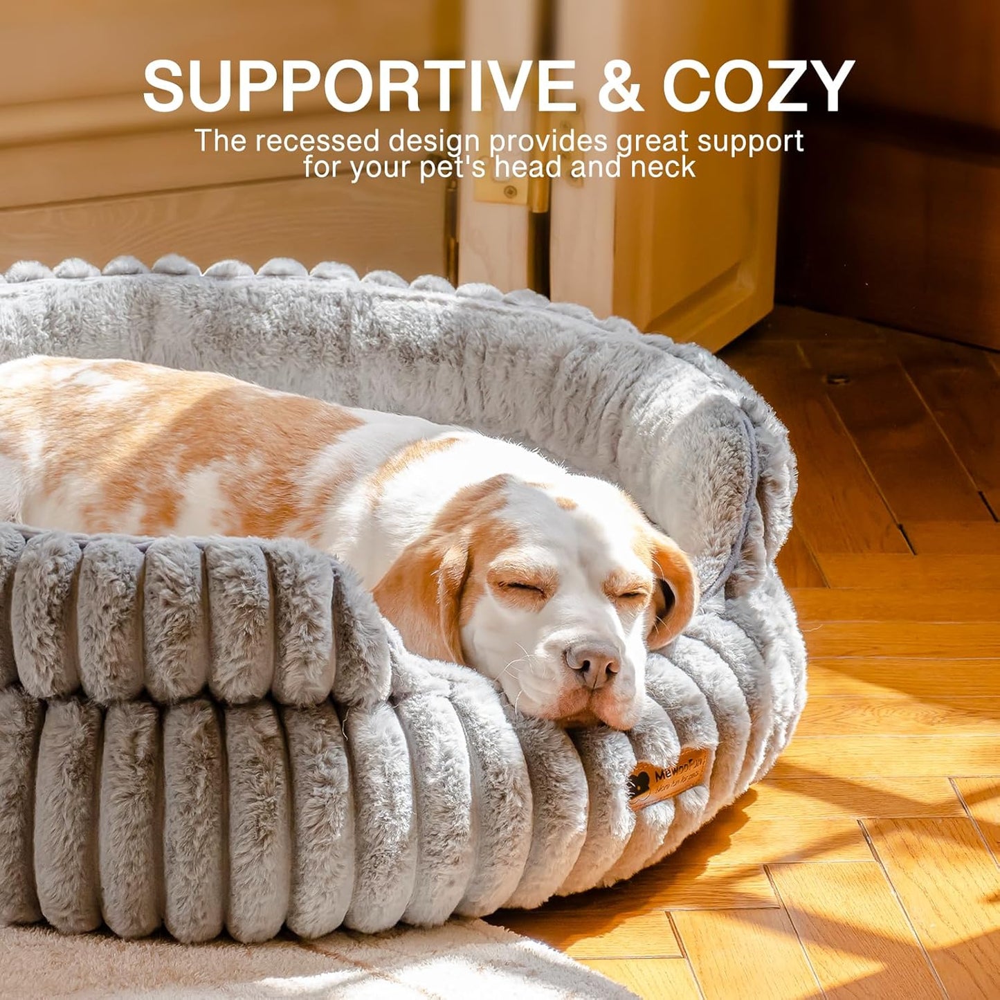 MEWOOFUN Dog Bed for Medium Dogs, Washable Large Cat Beds for Indoor Cats, Donut Pet Bed for Dogs and Cats with Anti-Slip Bottom (Grey, 27"x27"x10")