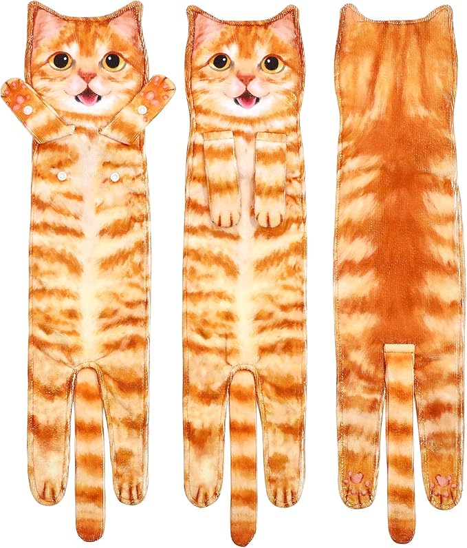 Cat Funny Hand Towels for Bathroom Kitchen - Cute Decorative Fairy Tale Cat Decor Hanging Washcloths Towels Super Absorbent Soft - Housewarming Birthday Christmas Fun Gifts for Women Cat Lovers