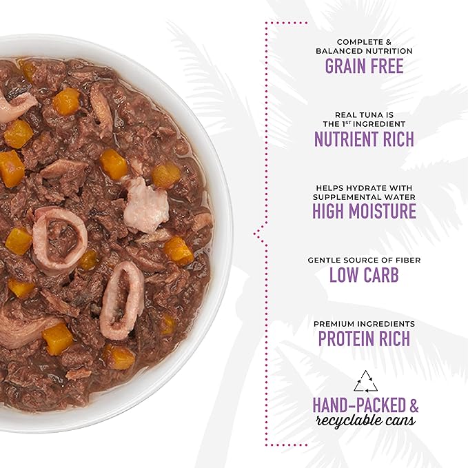 Tiki Cat Aloha Friends, Tuna, Calamari & Pumpkin, Grain-Free & High Moisture, Wet Cat Food for All Life Stages 3 oz. Cans (Pack of 12)