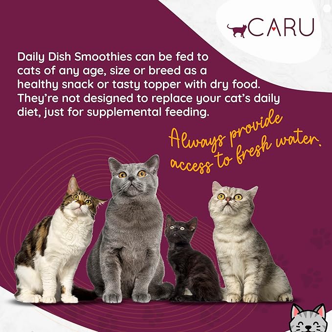 Caru - Daily Dish Smoothies - Lickable Tuna & Salmon Cat Treat - 4 Pouches per Pack - Pack of 6