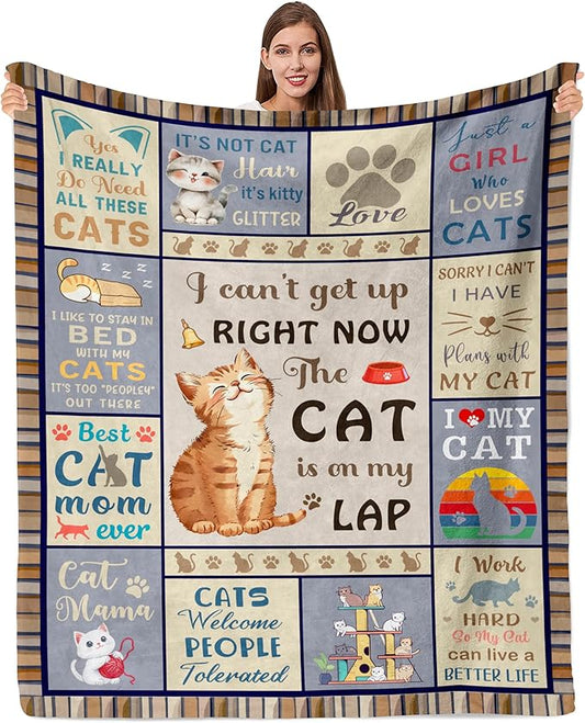 Cat Mom Gifts, Cat Lover/Lady Gifts for Women, Cats Presents for Women Throw Blanket 50"x60"
