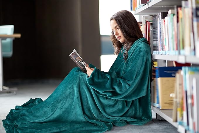 Solaris Wearable Blanket with Sleeves for Adults, Softness Comfort Warmth Fleece Gift for Women Men, Snuggy Body Throw TV Blanket for Home Office Lounge, Gift for Your Lover