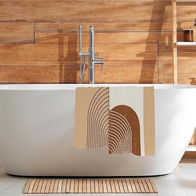 Boho Geometric Sun and Rainbow Kitchen Hand Towel Set of 2,Abstract Bohemian Line Art Bathroom Hand Towel,Soft Absorbent Decorative for Bathroom Kitchen Hotel