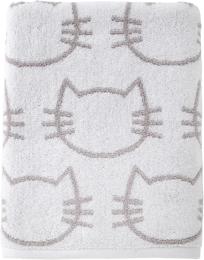 SKL Home Cat Bath Towel, White/Gray