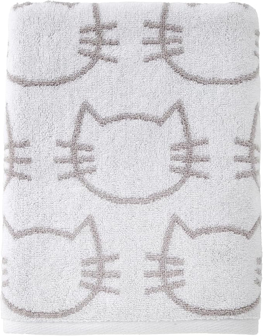 SKL Home Cat Bath Towel, White/Gray