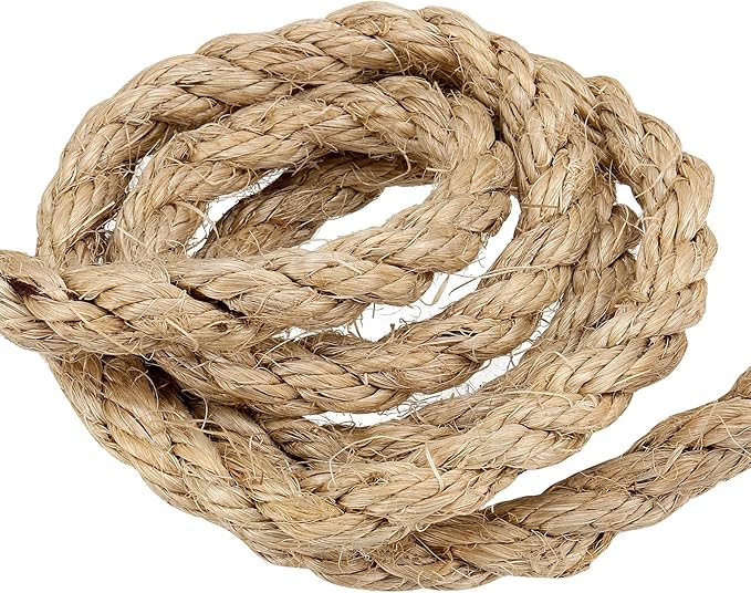 1/2 Inch Sisal Rope, 100 Feet Twisted Sisal Rope for Repairing, Recovering Cat Scratching Post, Bundling, Decoration, Wall hangings, tie Downs