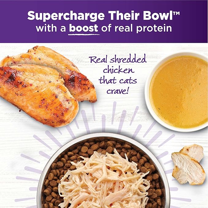 Wellness Bowl Boosters Grain Free Wet Cat Food Topper, Shredded Chicken Recipe in Broth, 1.75 Ounce Pouches (Pack of 12)